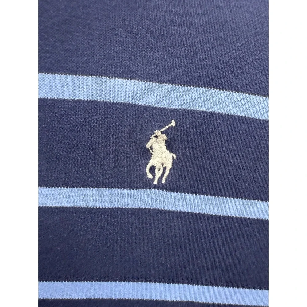Polo Ralph Lauren Polo Shirt Mens Blue Striped Short Sleeve XL